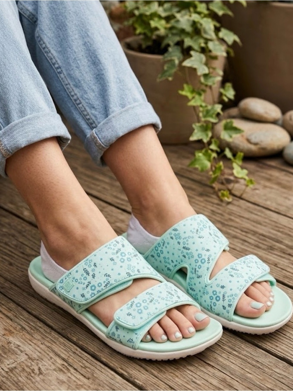 Spenco Women's Kholo Nuevo Speckled Slip on Sandal Size 11 Mint Green Orthopedic